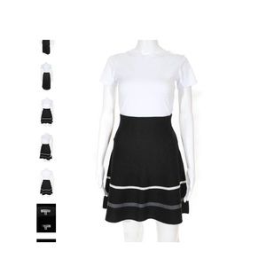 NWT Knit Black stripe flare skirt